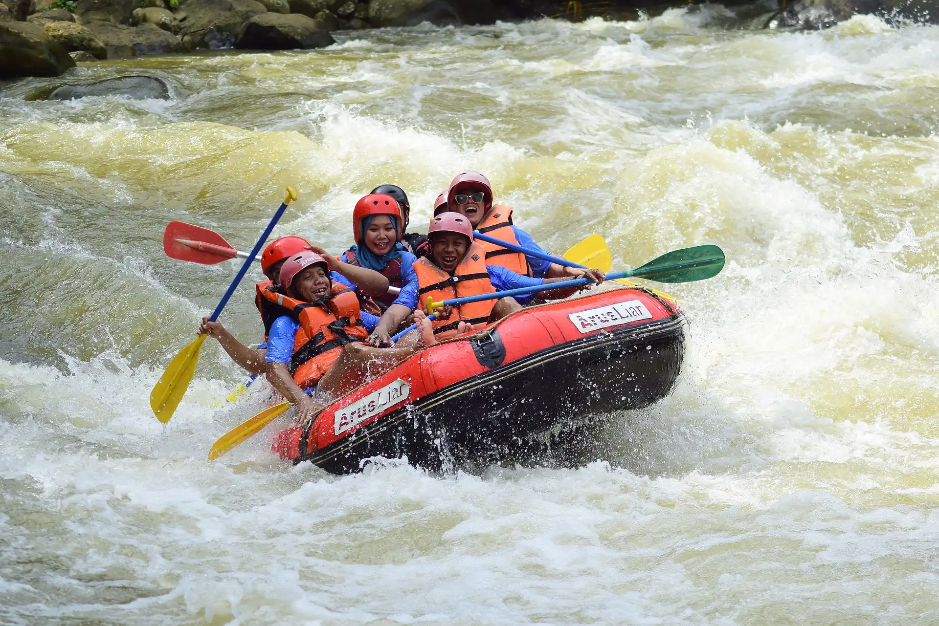 White water rafting on the River Nile in Jinja, Uganda